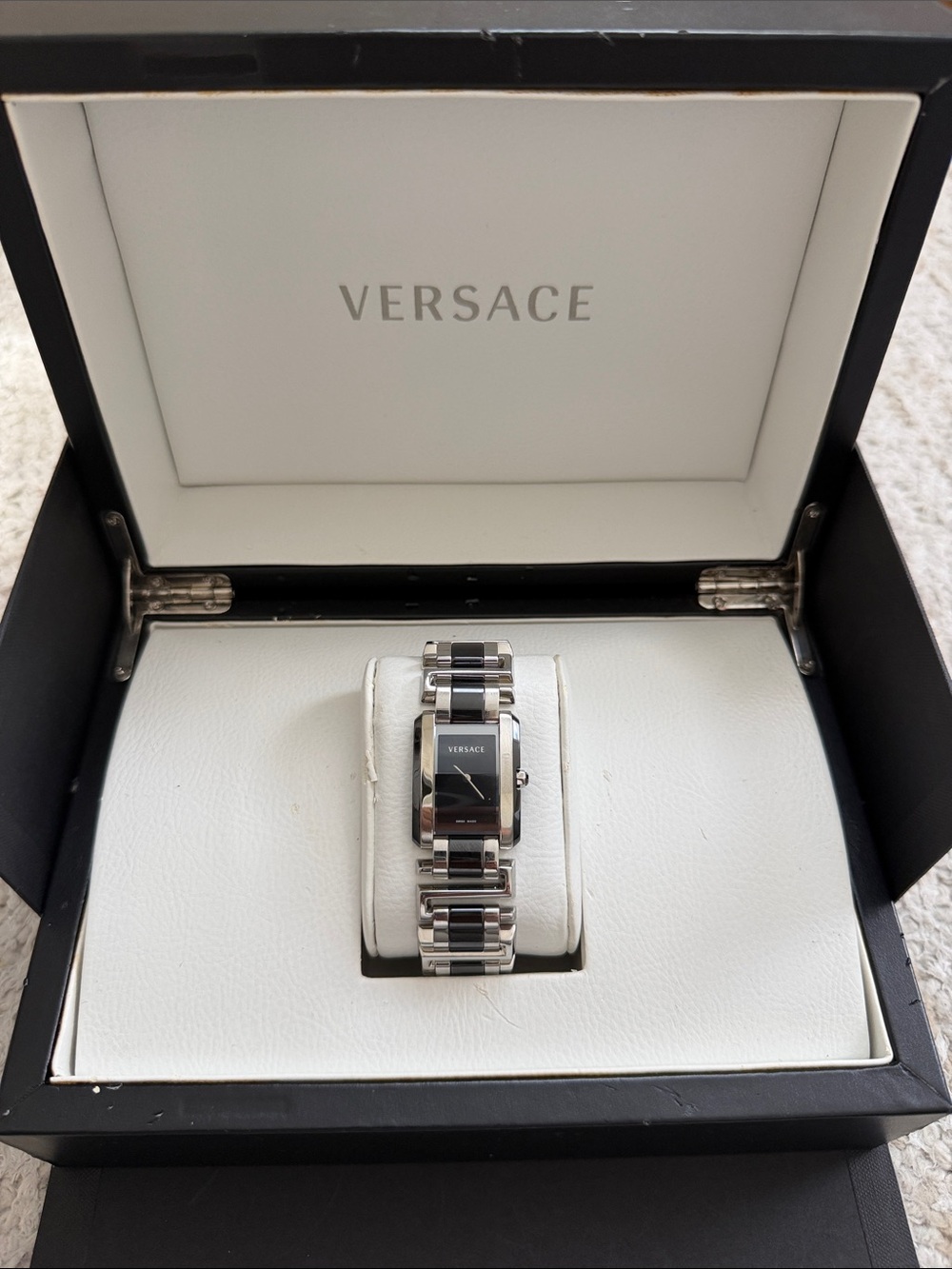 Versace Two-Tone Black and Silver Bracelet Watch